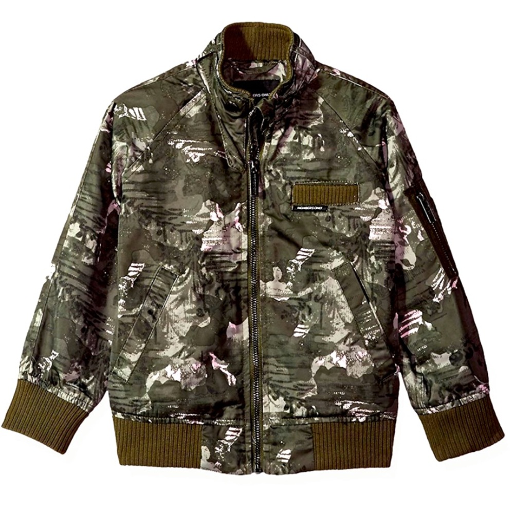 MEMBERS ONLY girls satin boyfriend style camo jacket size 12